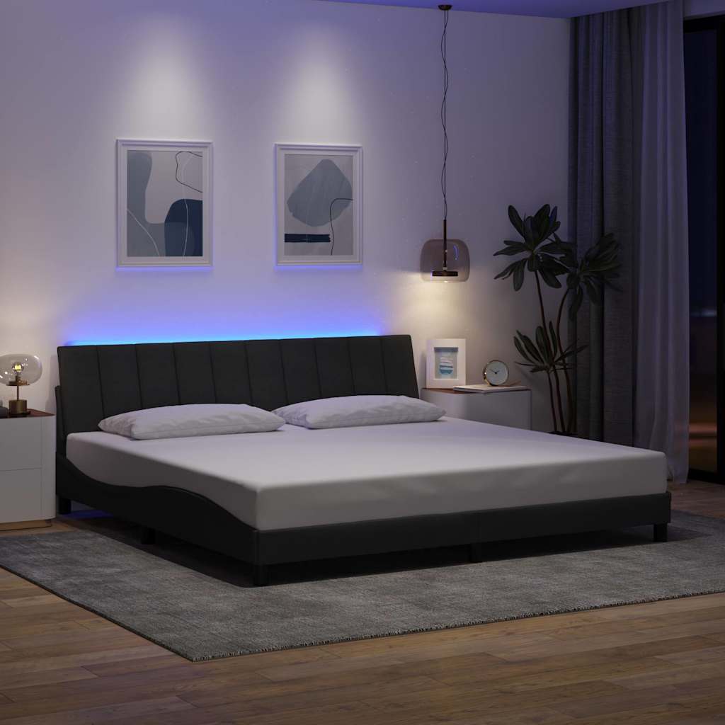 Bedframe zonder matras "Hanko" stof donkergrijs 200x200 cm – afbeelding 4