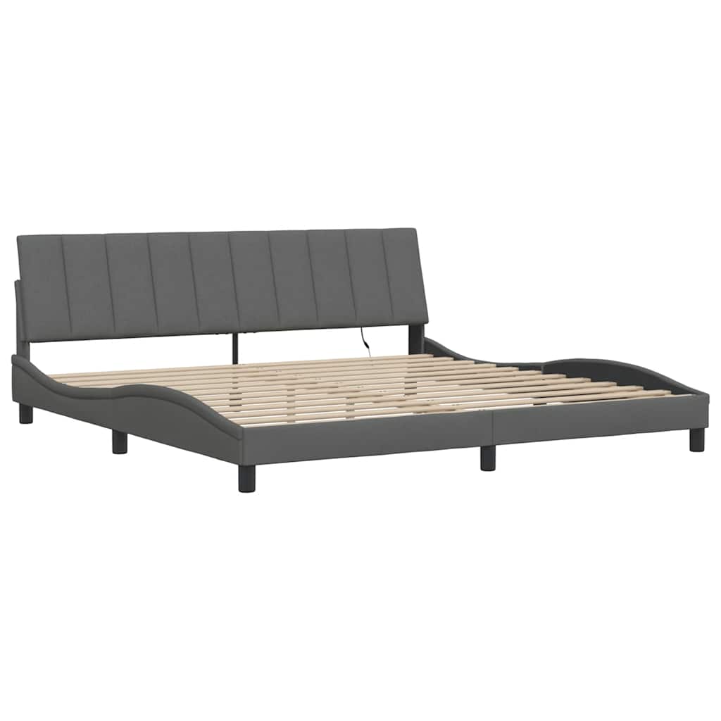 Bedframe zonder matras "Hanko" stof donkergrijs 200x200 cm – afbeelding 5