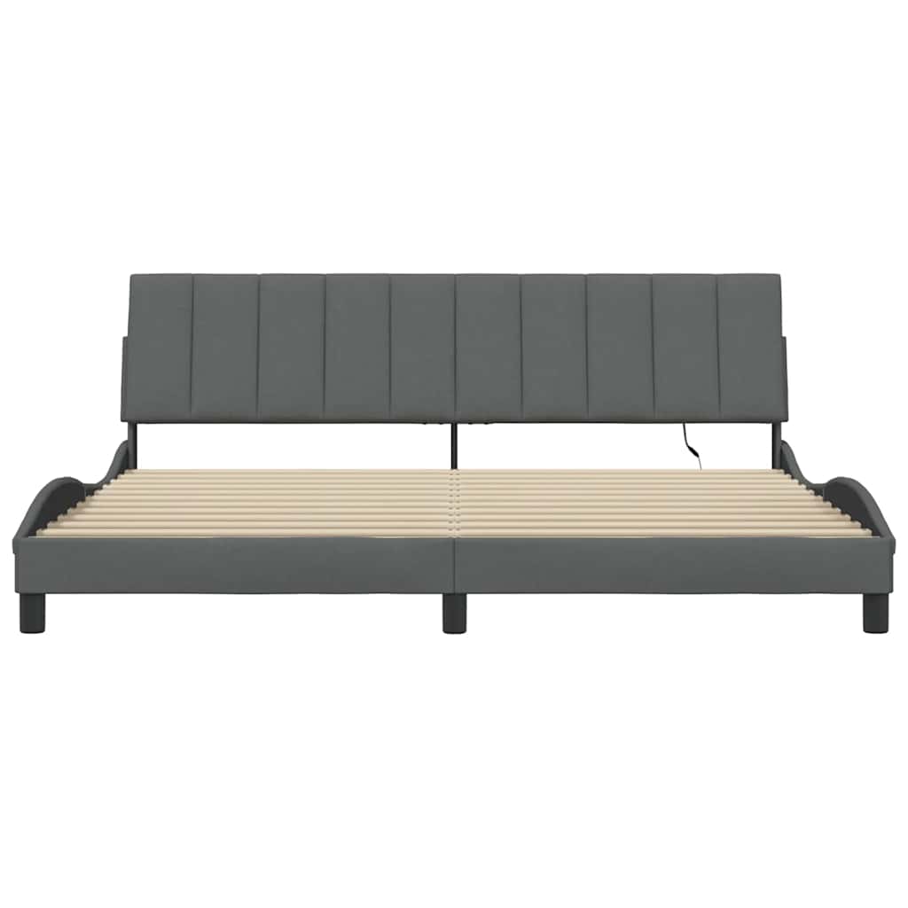 Bedframe zonder matras "Hanko" stof donkergrijs 200x200 cm – afbeelding 6