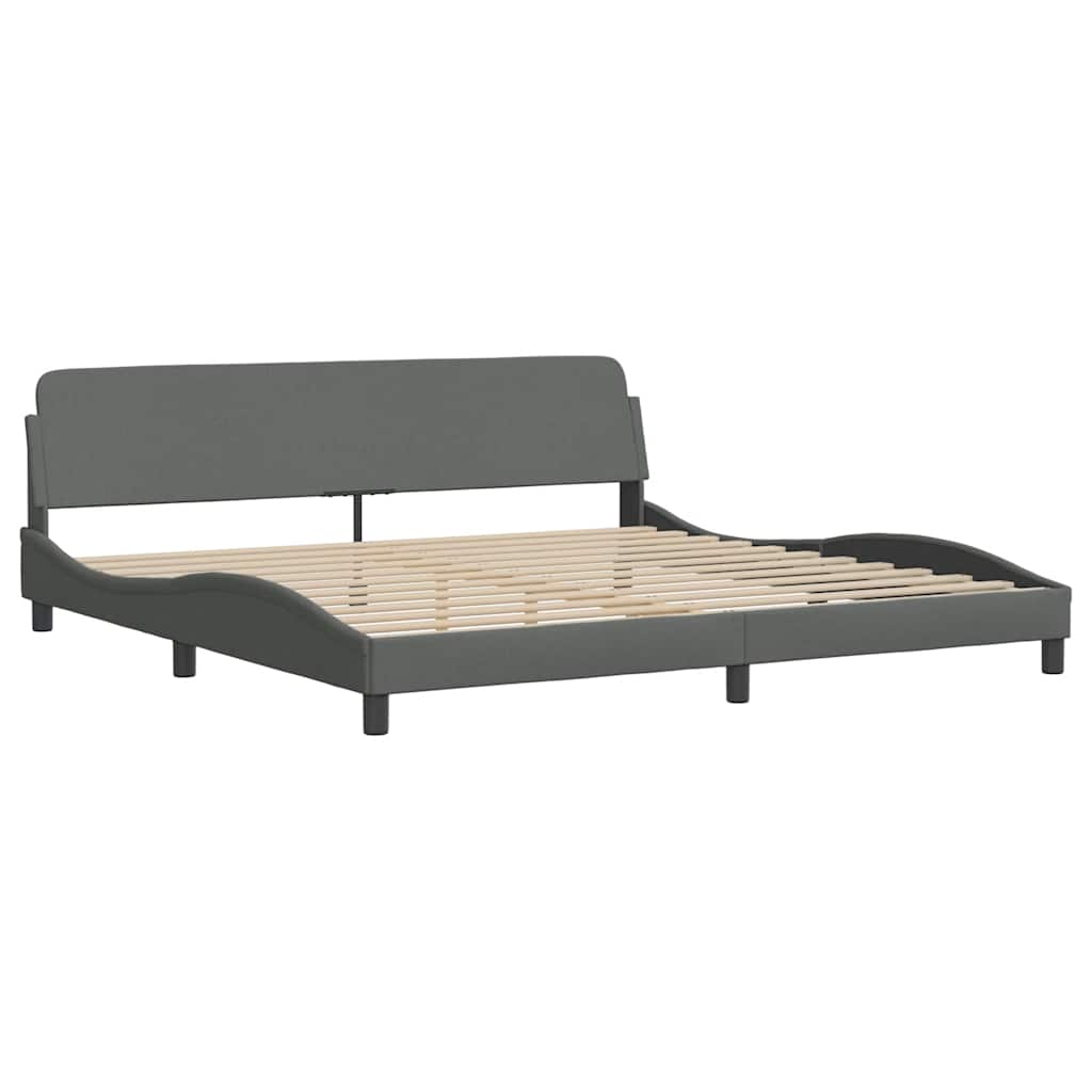 Bedframe zonder matras "Hanko" stof donkergrijs 200x200 cm – afbeelding 7