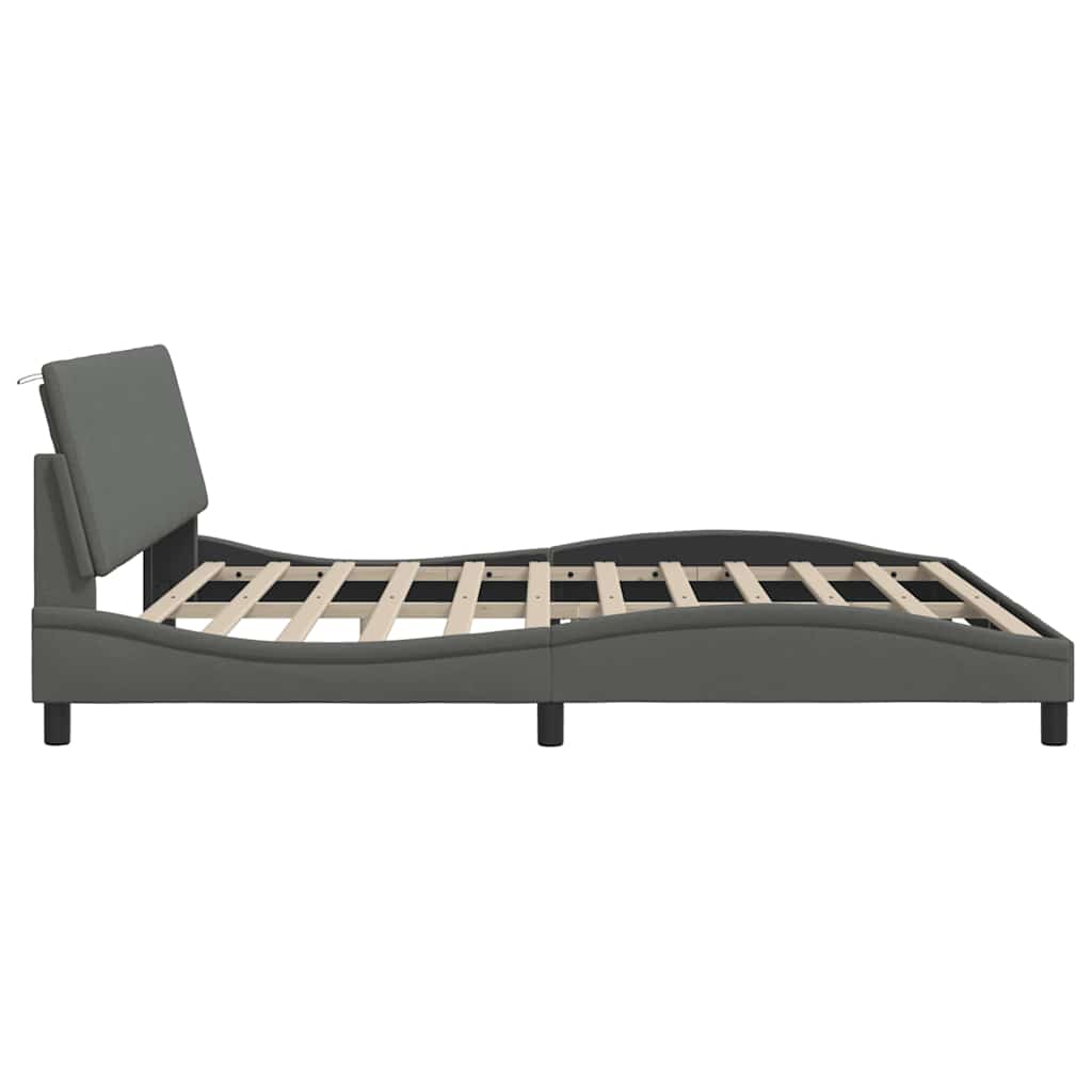 Bedframe zonder matras "Hanko" stof donkergrijs 200x200 cm – afbeelding 9