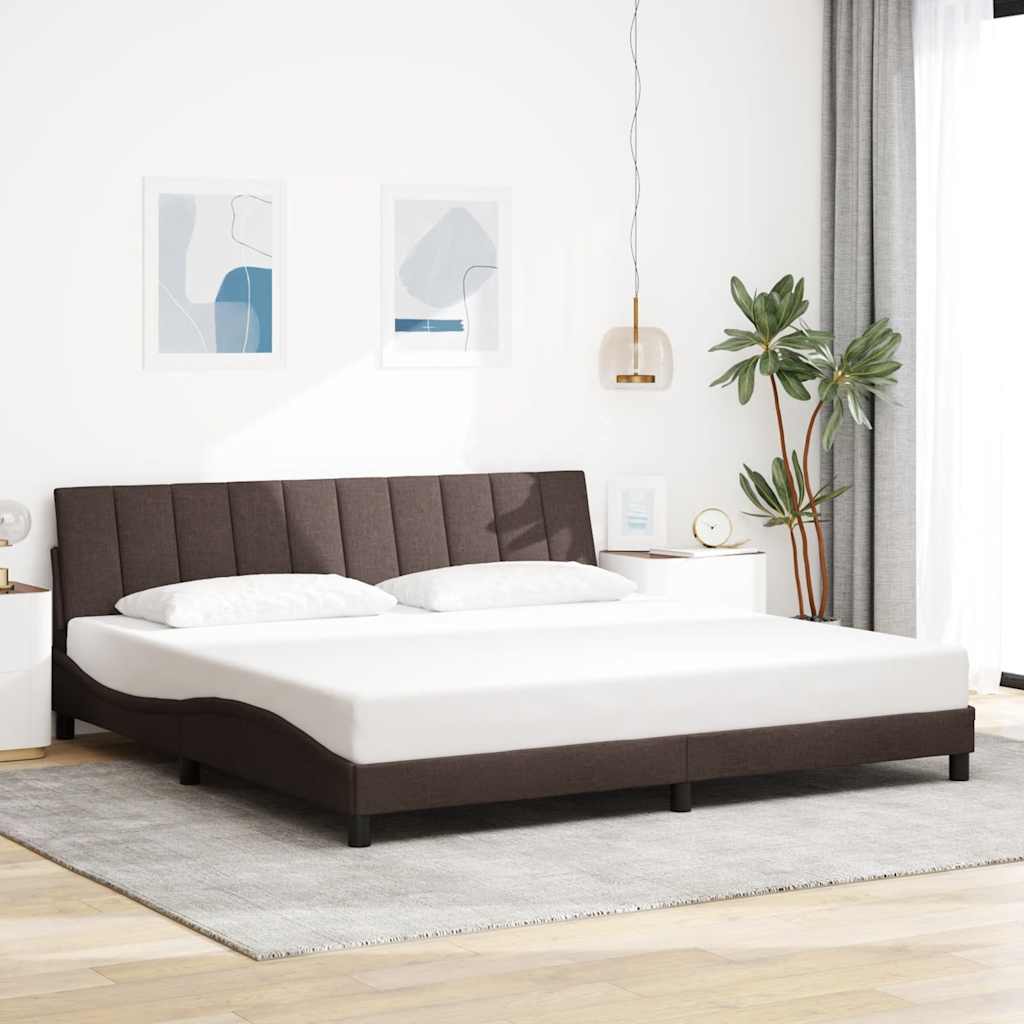 Bedframe zonder matras "Hanko" stof donkerbruin 200x200 cm – afbeelding 1