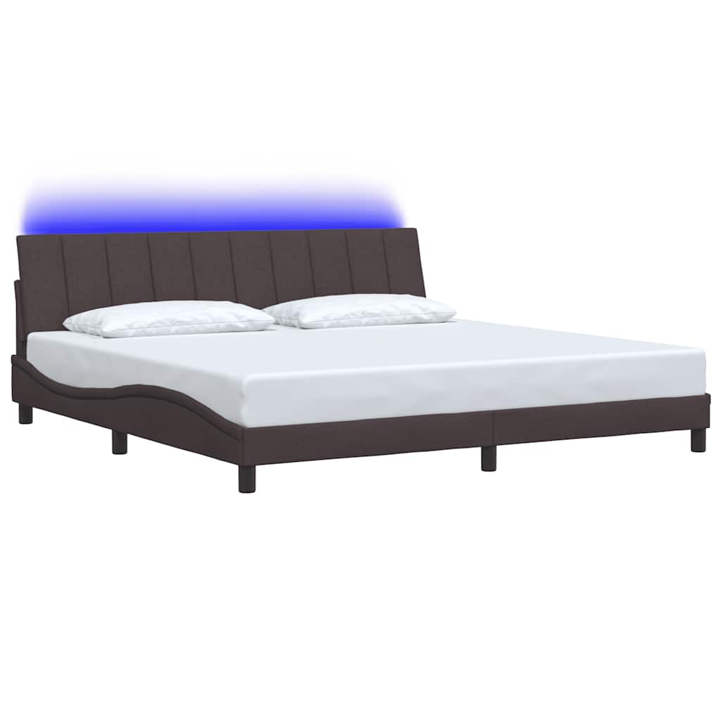 Bedframe zonder matras "Hanko" stof donkerbruin 200x200 cm – afbeelding 3