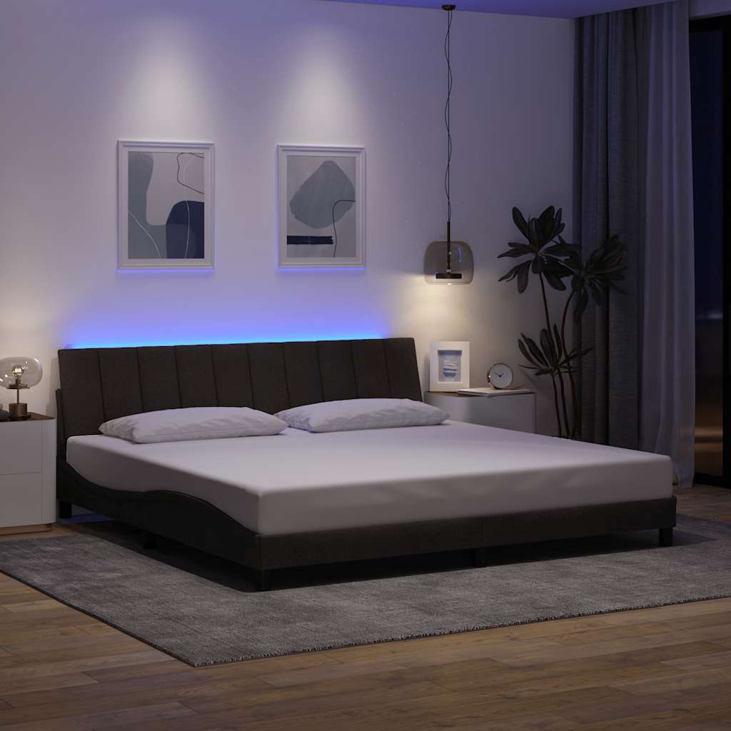 Bedframe zonder matras "Hanko" stof donkerbruin 200x200 cm – afbeelding 4