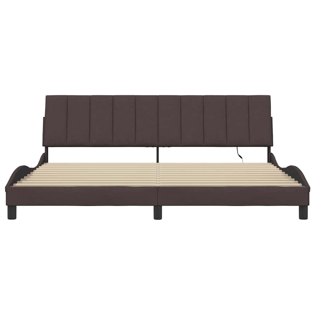 Bedframe zonder matras "Hanko" stof donkerbruin 200x200 cm – afbeelding 6