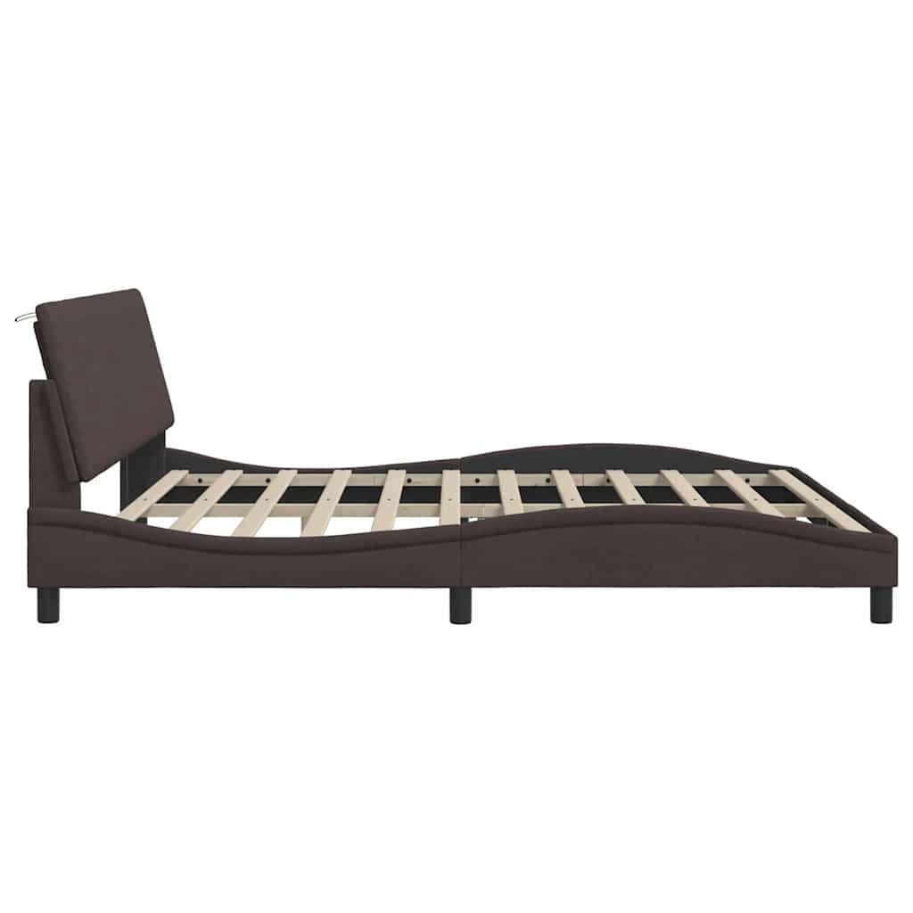 Bedframe zonder matras "Hanko" stof donkerbruin 200x200 cm – afbeelding 9