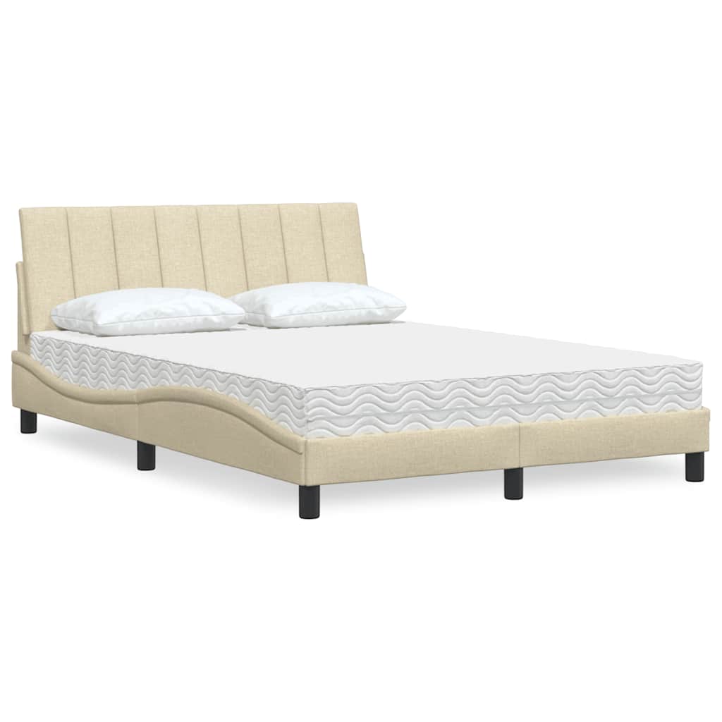 Bed met matras "Hanko" stof crèmekleurig 120x200 cm – afbeelding 1