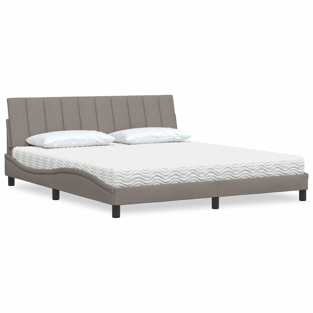 Bed met matras "Hanko" stof taupe 180x200 cm