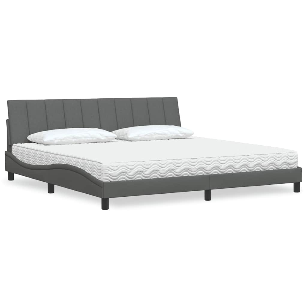 Bed met matras "Hanko" stof donkergrijs 200x200 cm – afbeelding 1