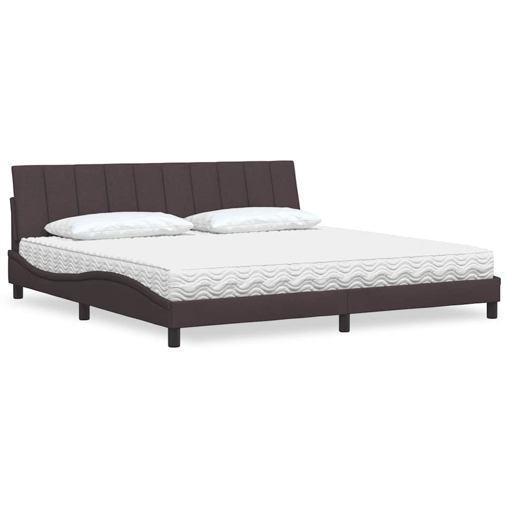 Bed met matras "Hanko" stof donkerbruin 200x200 cm – afbeelding 1