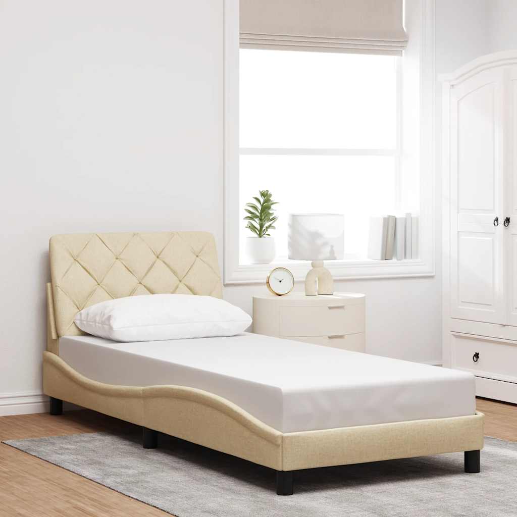 Bedframe zonder matras 80x200 cm stof crèmekleurig – afbeelding 1