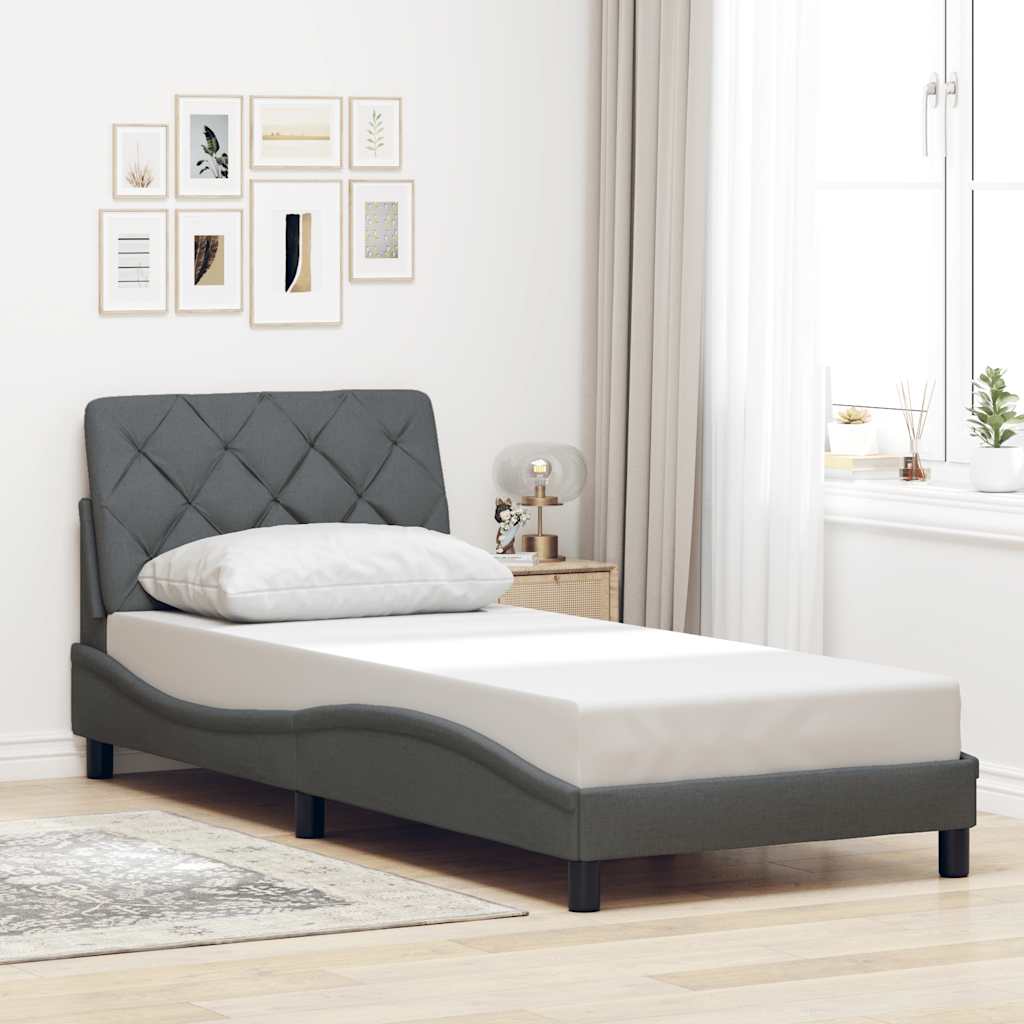 Bedframe zonder matras 90x190 cm stof donkergrijs – afbeelding 1