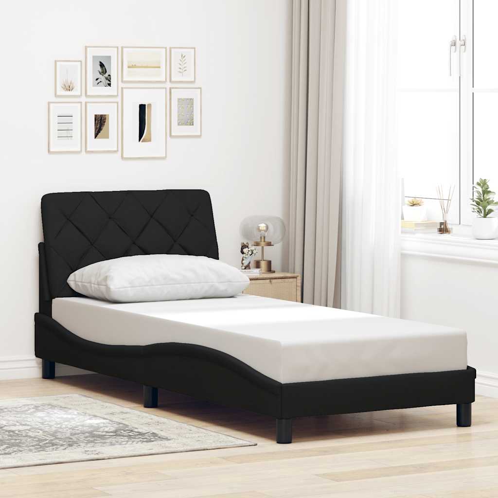 Bedframe zonder matras 90x200 cm stof zwart – afbeelding 1