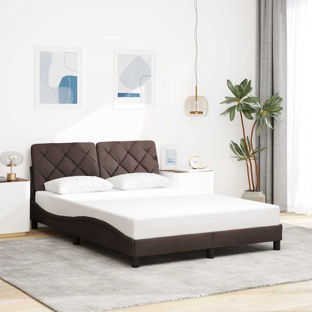 Bedframe zonder matras stof donkerbruin 140x200 cm – afbeelding 1