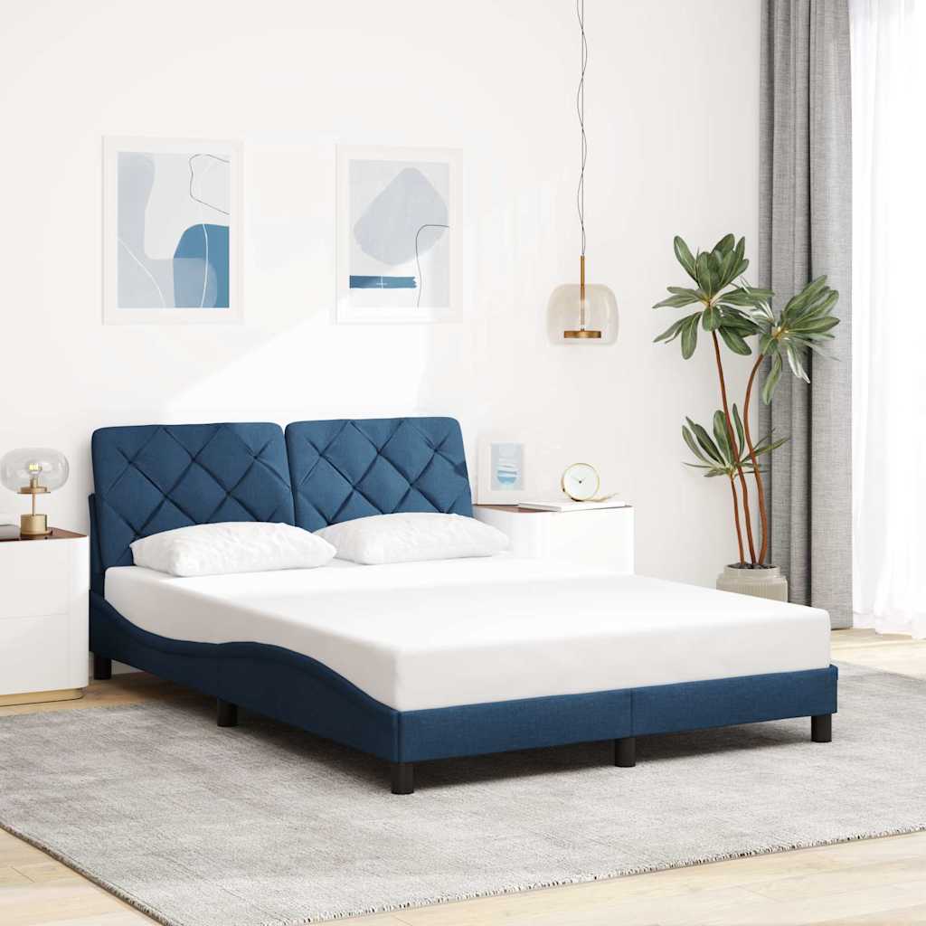 Bedframe zonder matras stof blauw 140x200 cm – afbeelding 1