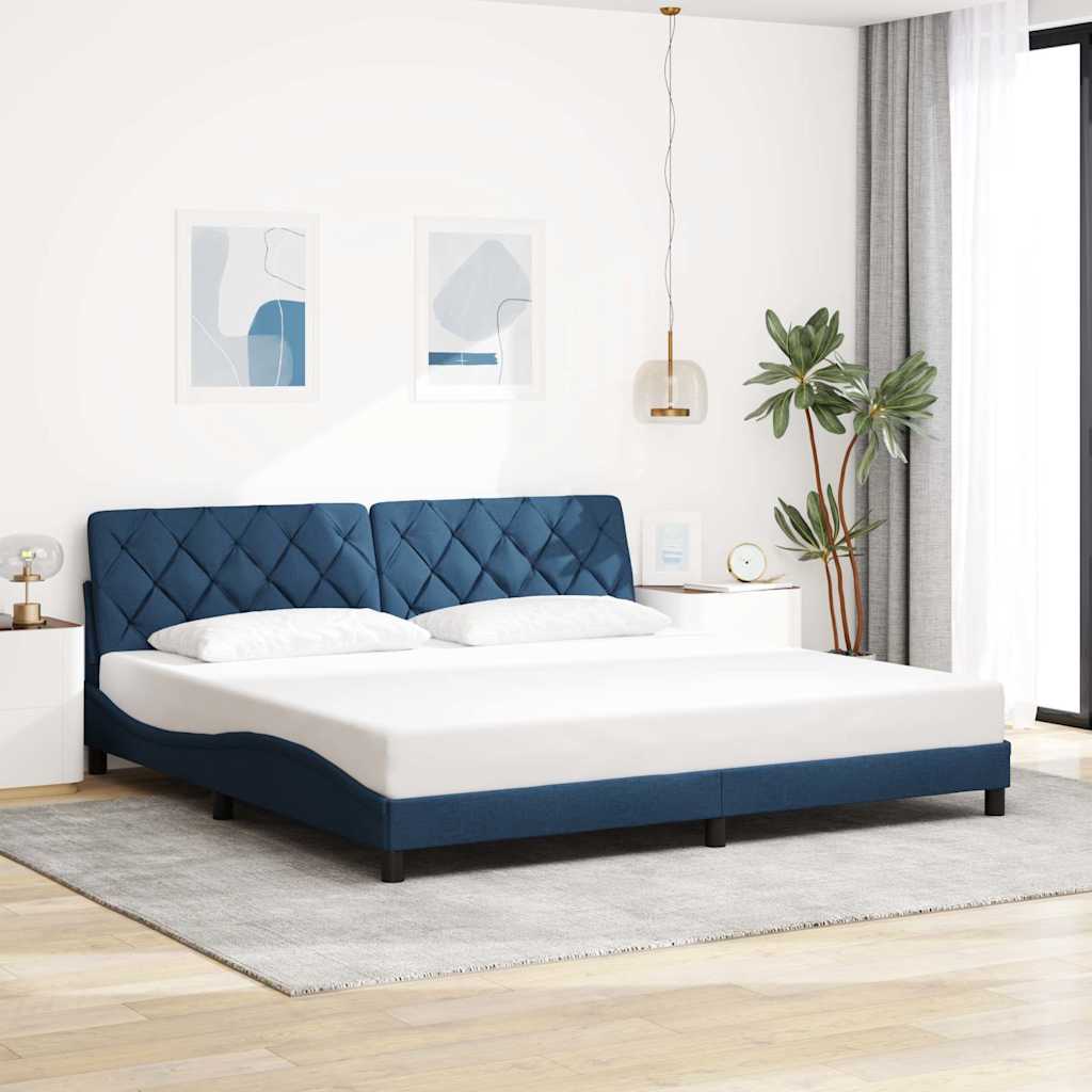 Bedframe zonder matras stof blauw 200x200 cm – afbeelding 1