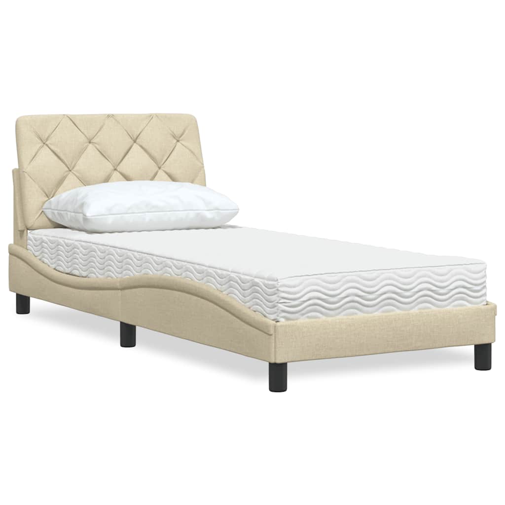 Bed met matras stof crèmekleurig 80x200 cm – afbeelding 1