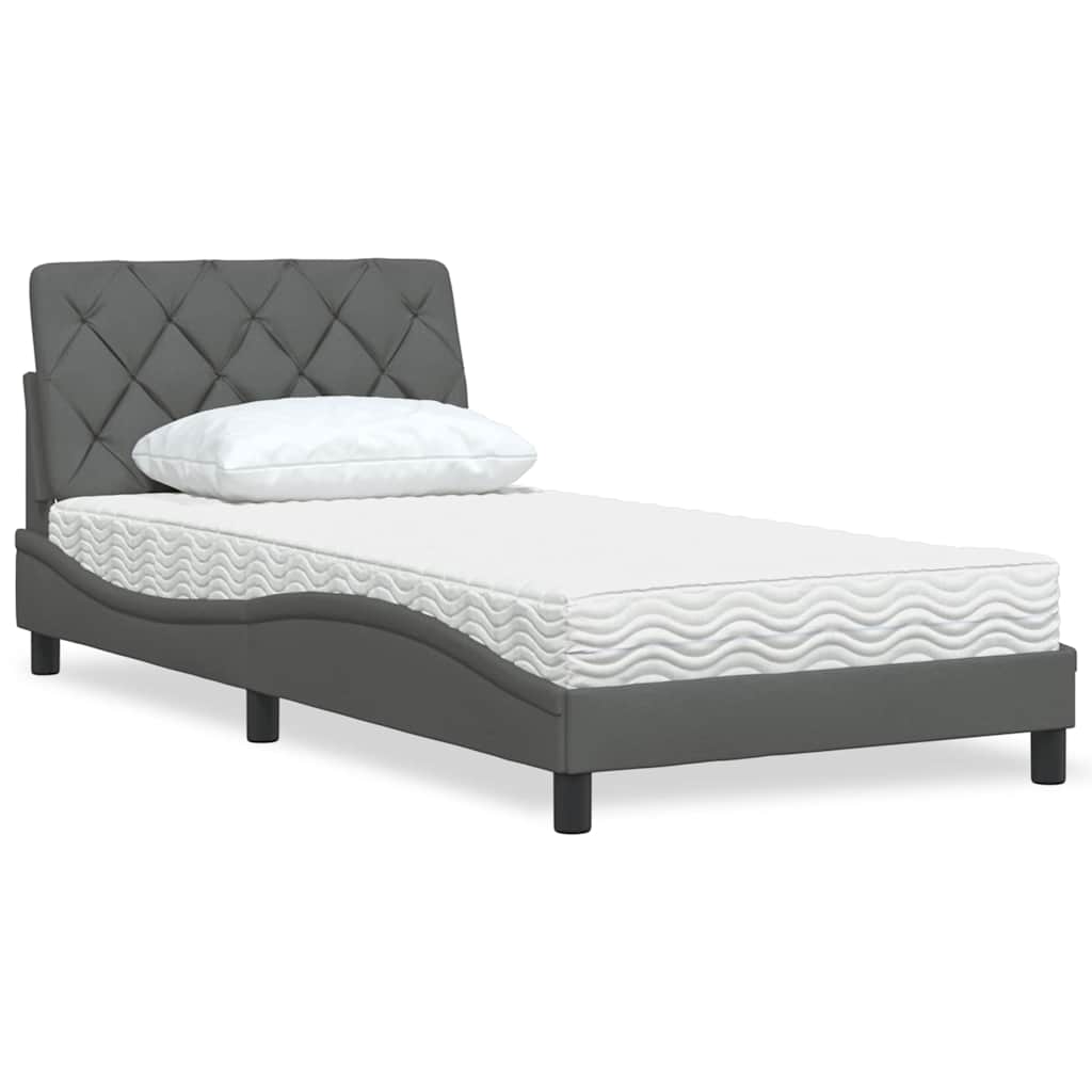 Bed met matras stof donkergrijs 100x200 cm – afbeelding 1