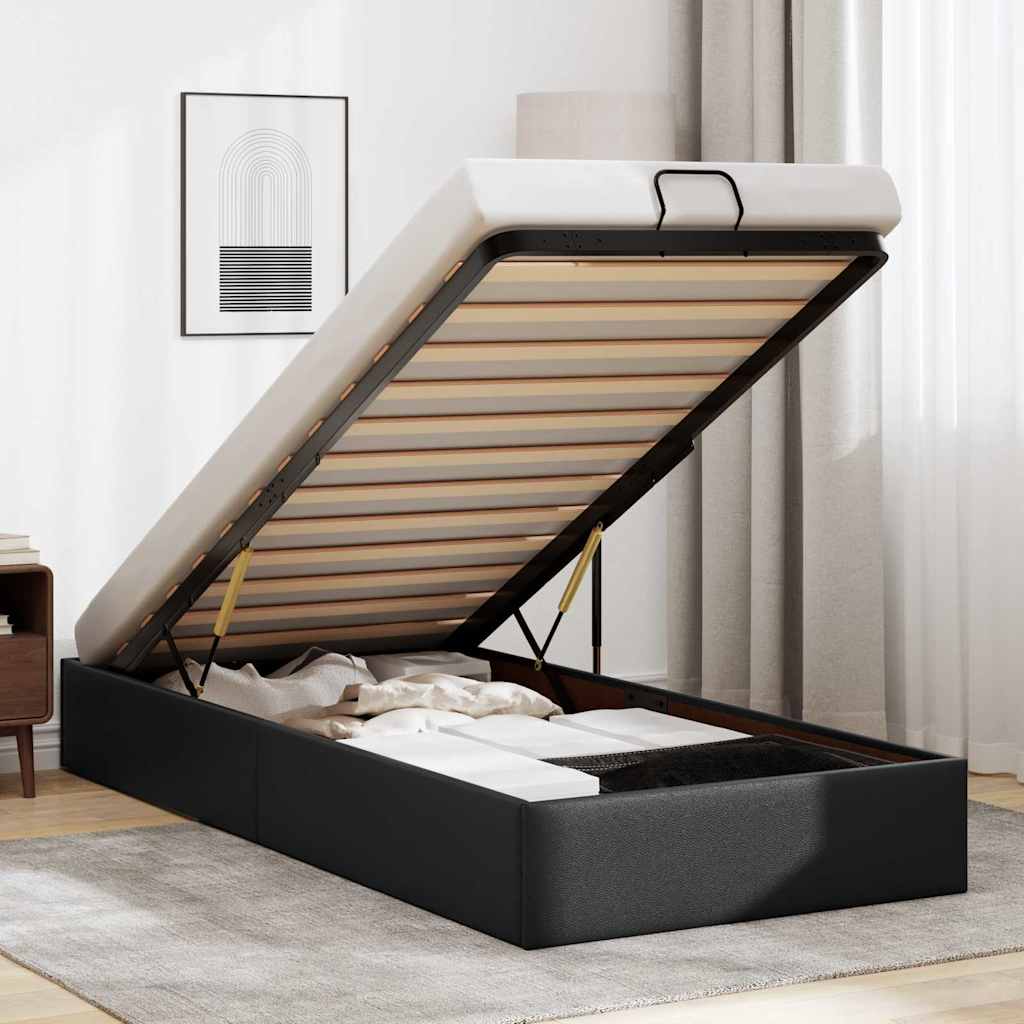 Bedframe zonder matras 90x200 cm kunstleer zwart – afbeelding 1