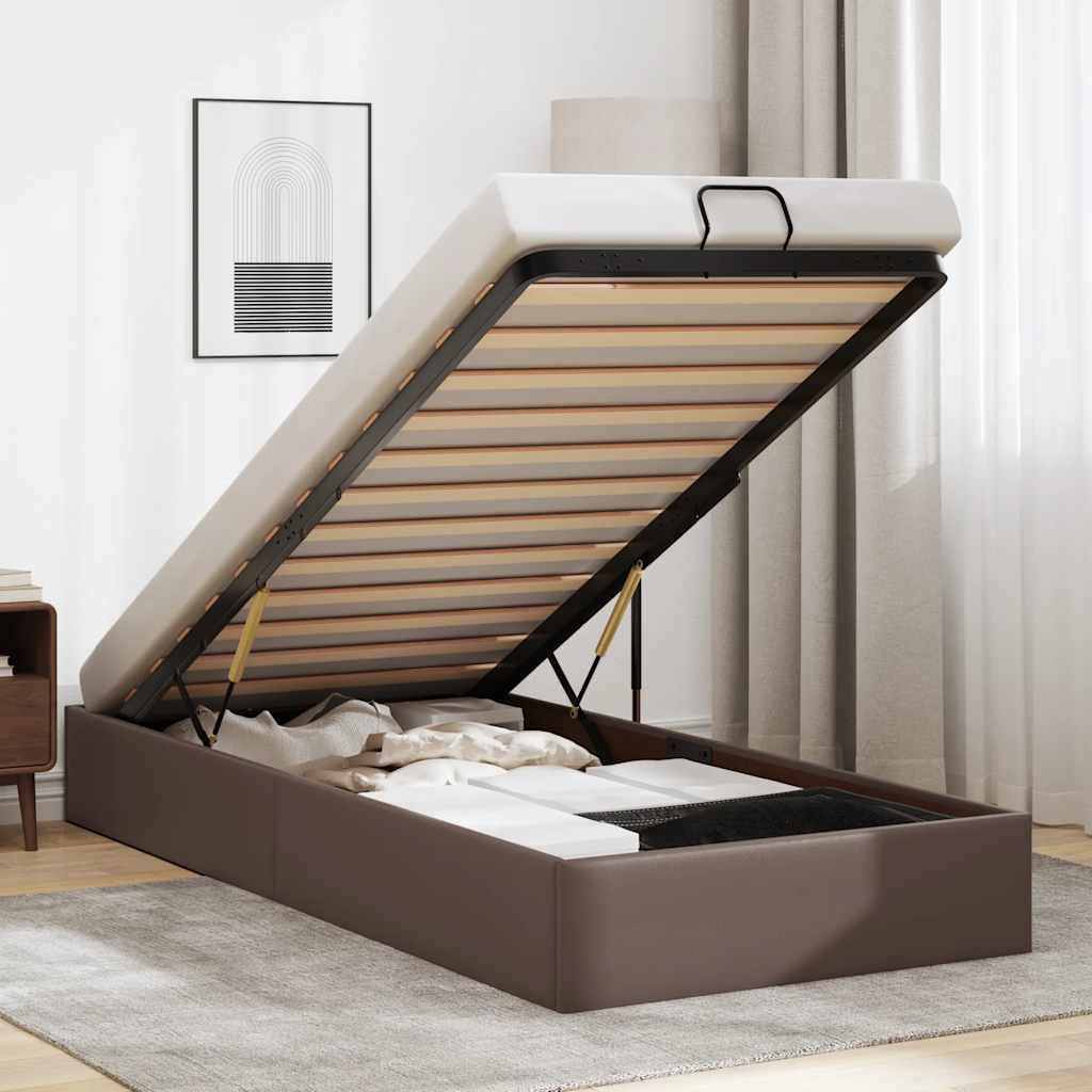 Bedframe zonder matras 90x200 cm kunstleer bruin
