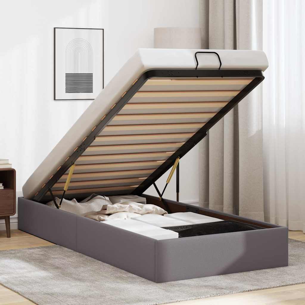 Bedframe zonder matras 100x200 cm kunstleer grijs – afbeelding 1