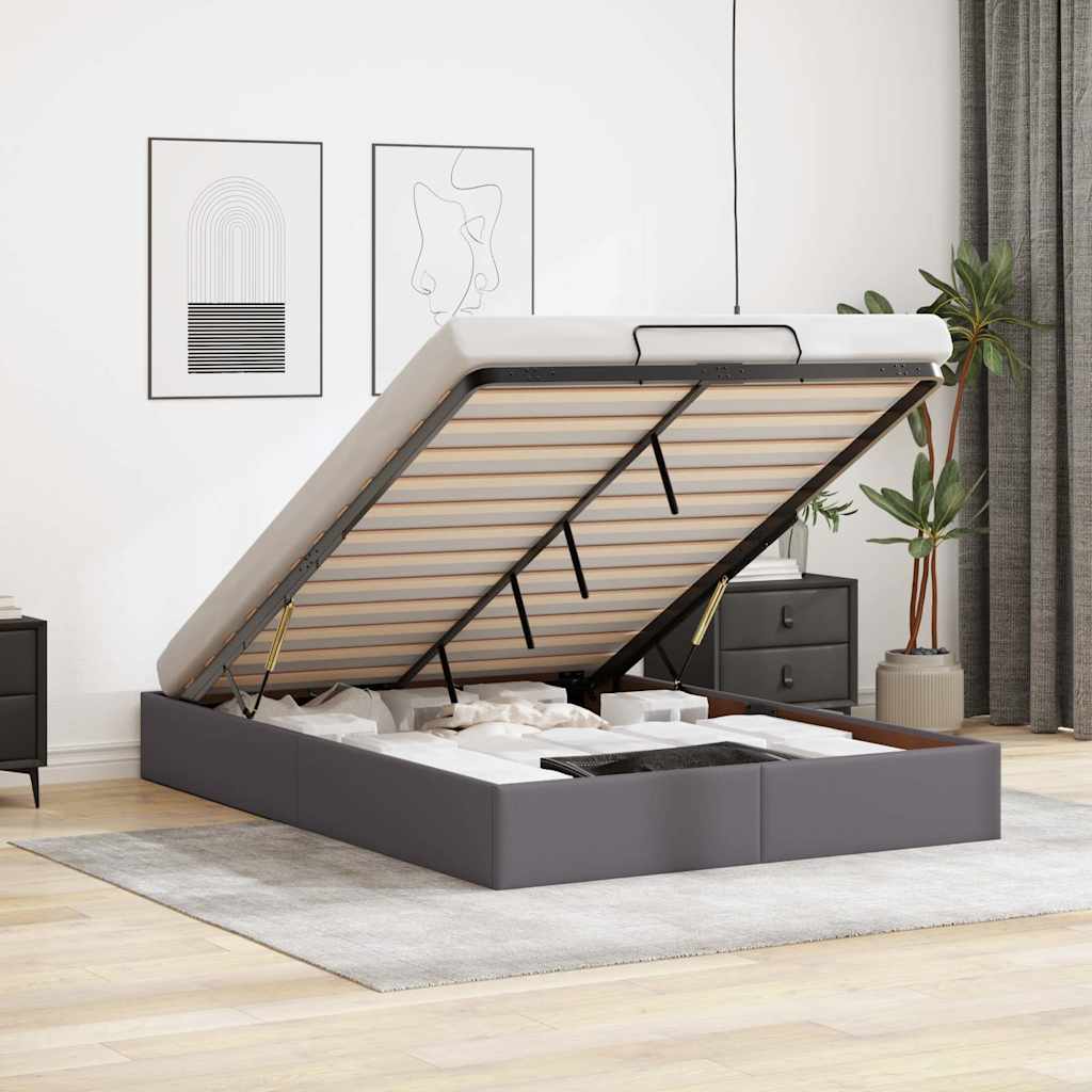 Bedframe zonder matras 140x190 cm kunstleer grijs – afbeelding 1