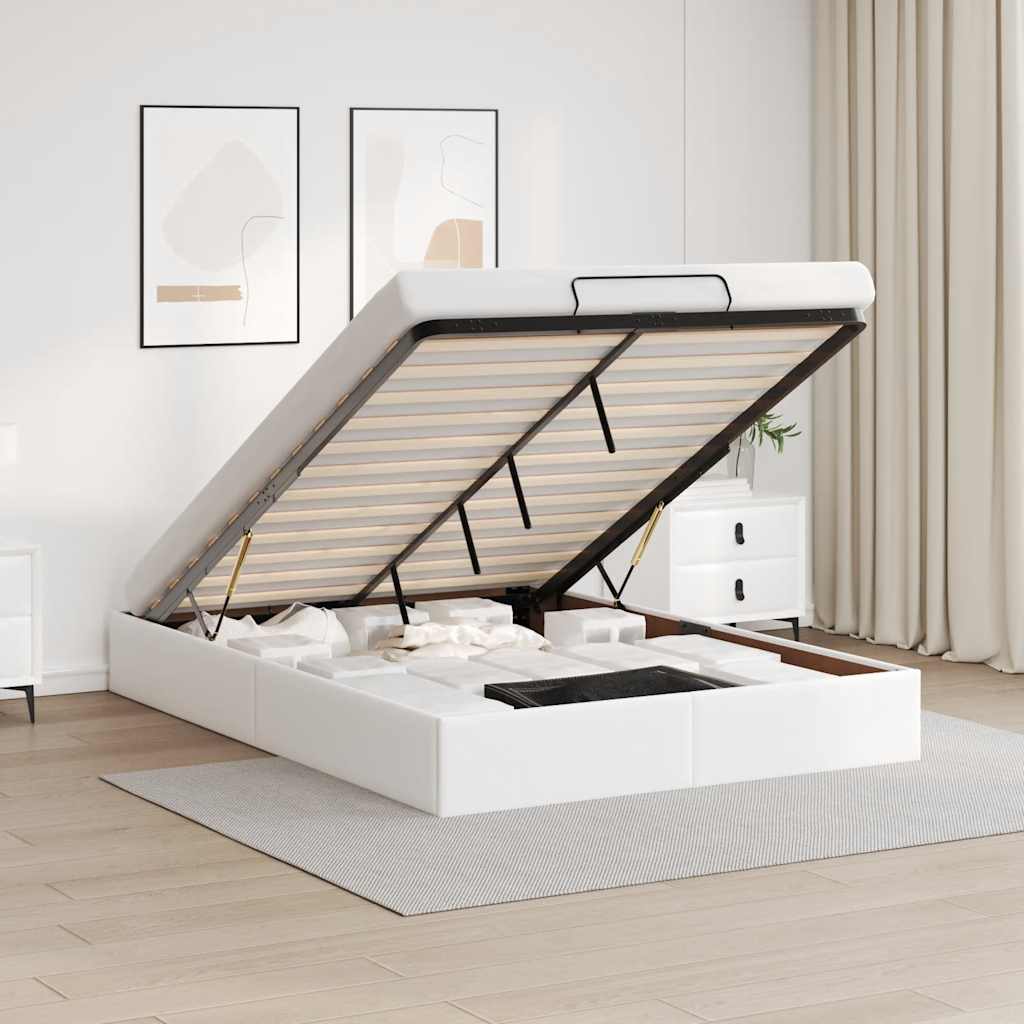 Bedframe zonder matras 140x200 cm kunstleer wit – afbeelding 1