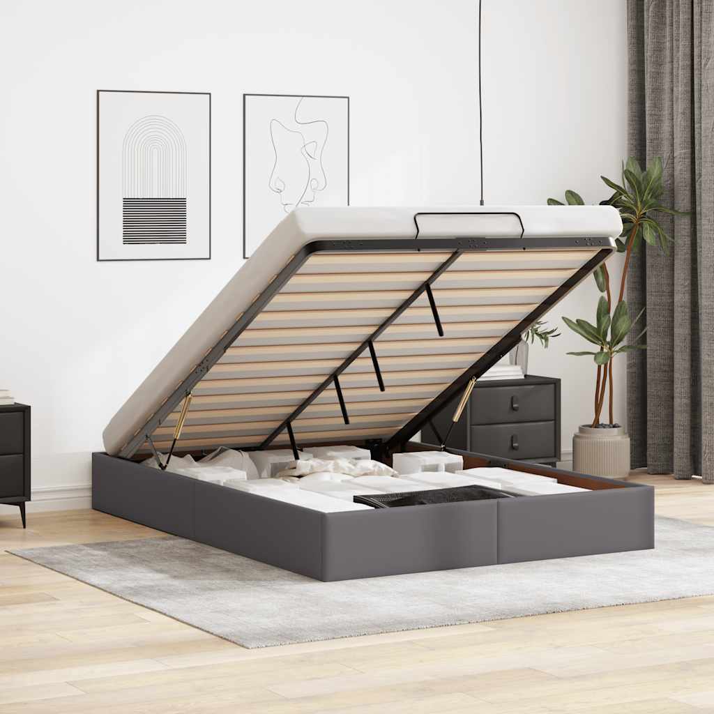 Bedframe zonder matras 140x200 cm kunstleer grijs – afbeelding 1