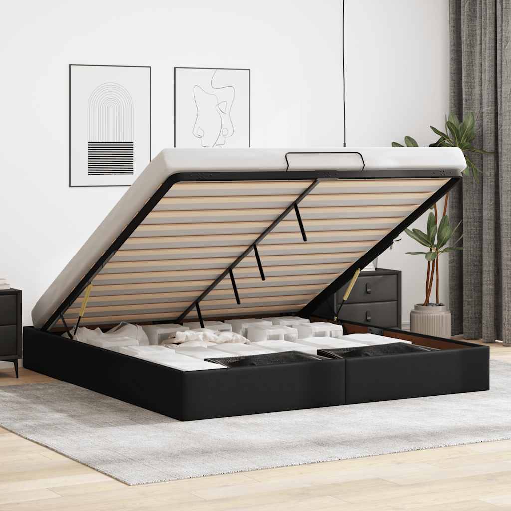 Bedframe zonder matras 200x200 cm kunstleer zwart – afbeelding 1