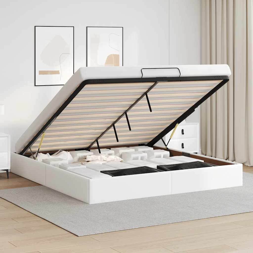 Bedframe zonder matras 200x200 cm kunstleer wit – afbeelding 1