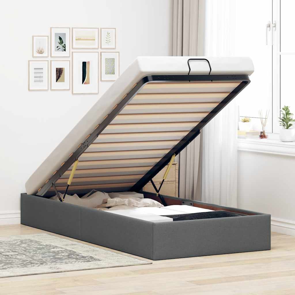 Bedframe zonder matras 80x200 cm stof donkergrijs – afbeelding 1