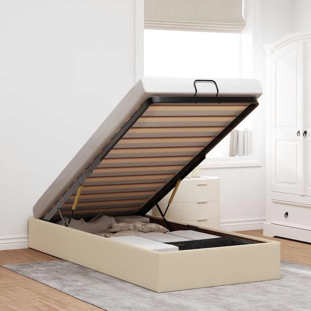 Bedframe zonder matras 80x200 cm stof crèmekleurig
