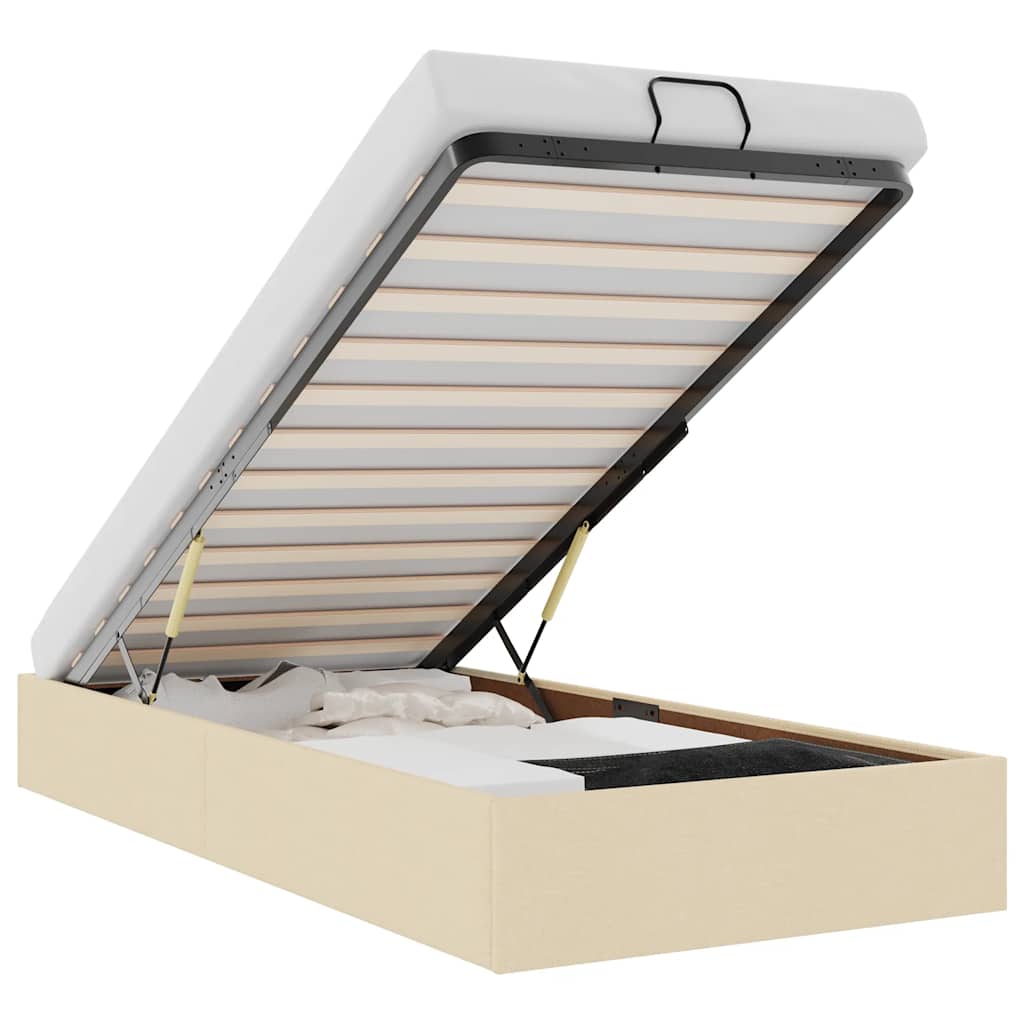 Bedframe zonder matras 80x200 cm stof crèmekleurig – afbeelding 2