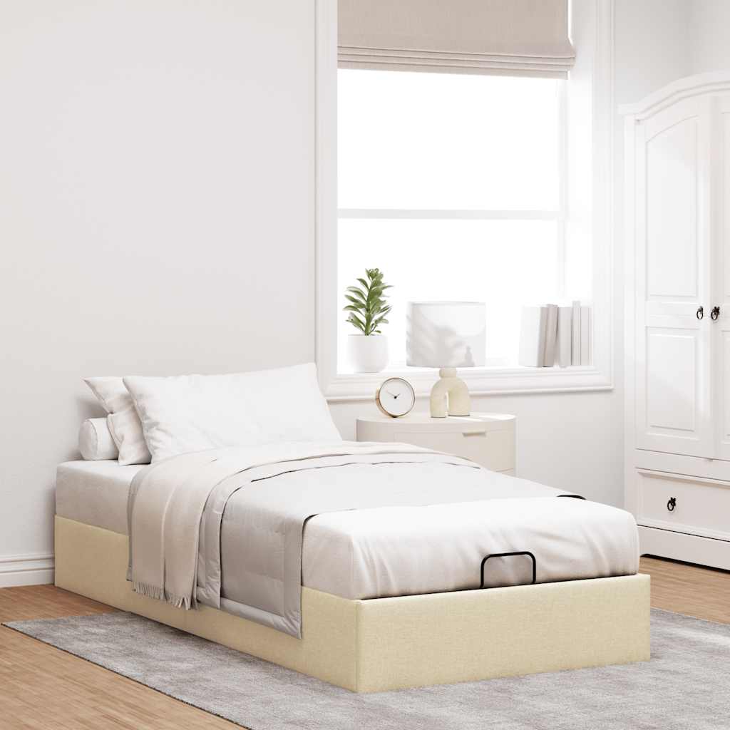 Bedframe zonder matras 80x200 cm stof crèmekleurig – afbeelding 3