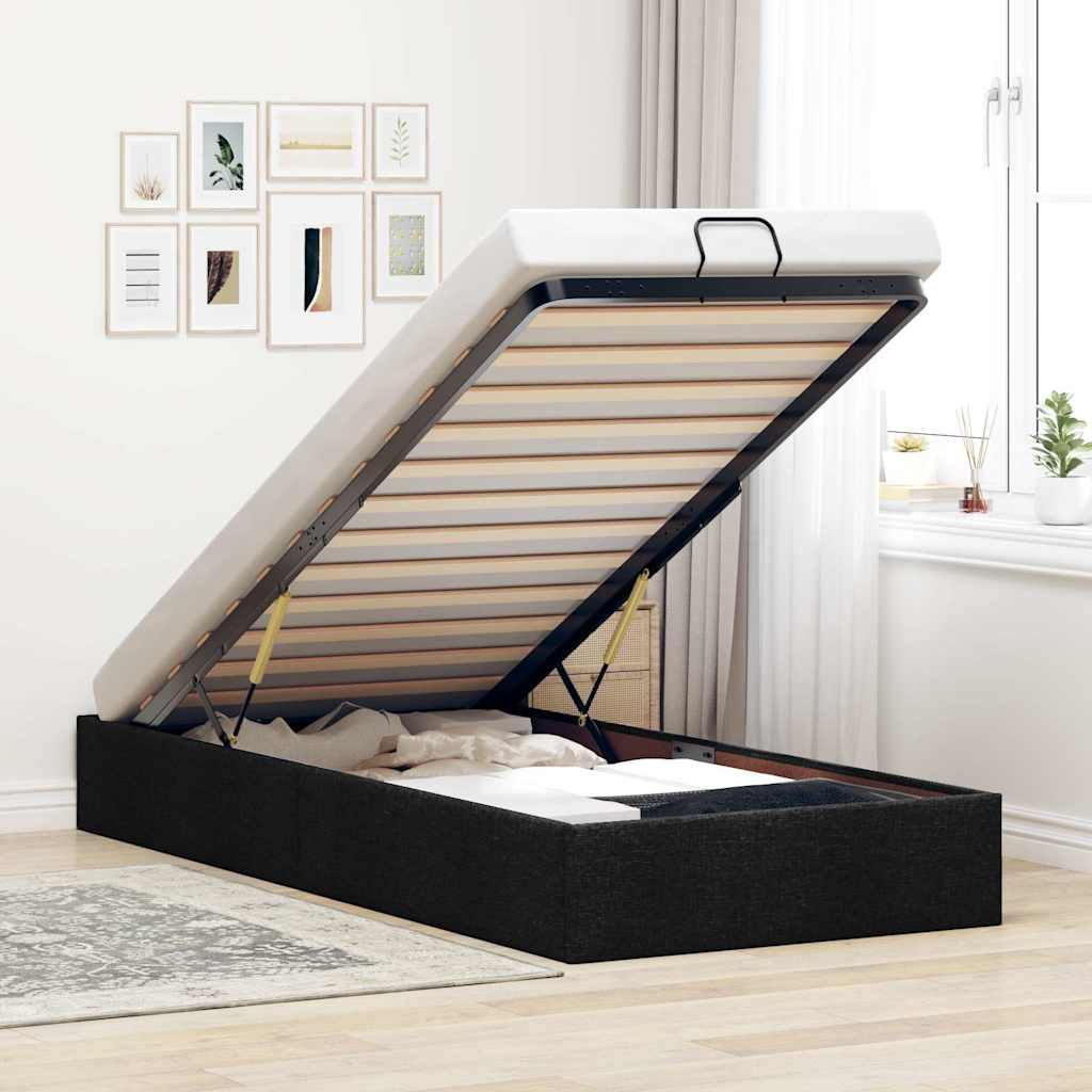 Bedframe zonder matras 90x190 cm stof zwart – afbeelding 1