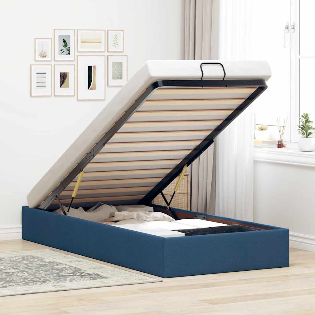Bedframe zonder matras 90x190 cm stof blauw – afbeelding 1