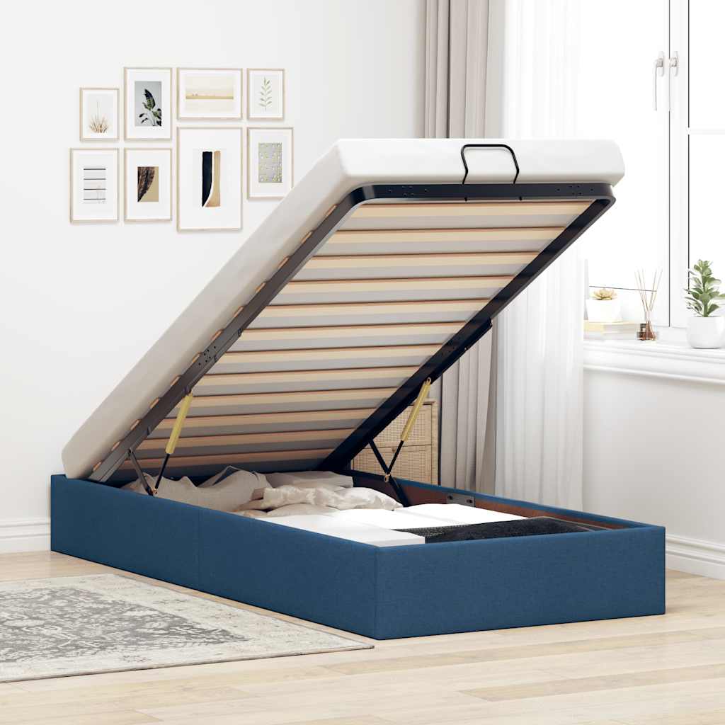 Bedframe zonder matras 90x200 cm stof blauw – afbeelding 1