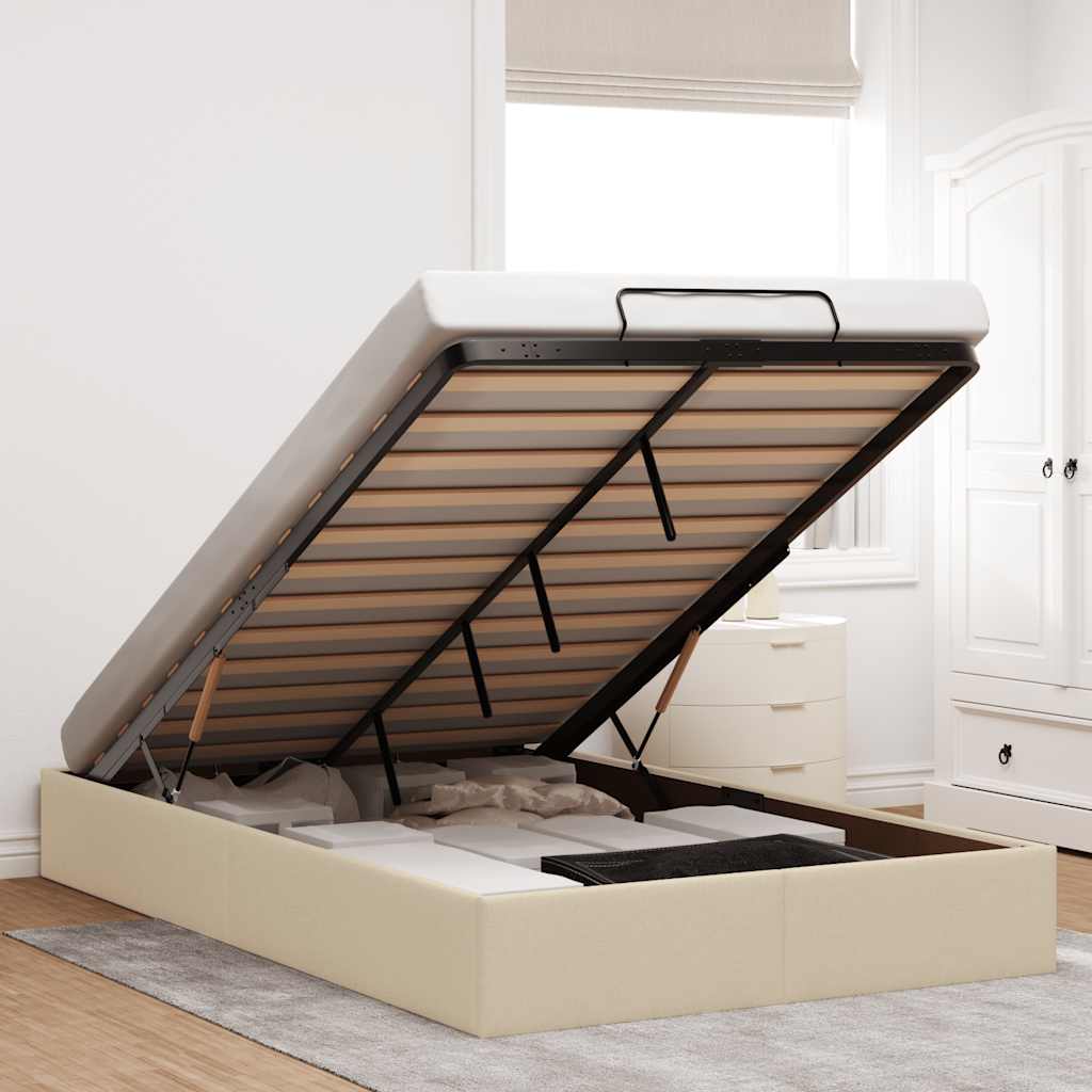 Bedframe zonder matras 120x200 cm stof crèmekleurig – afbeelding 1