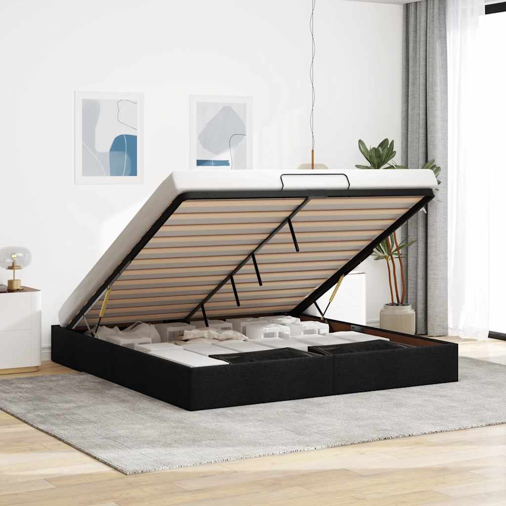 Bedframe zonder matras 160x200 cm stof zwart – afbeelding 1