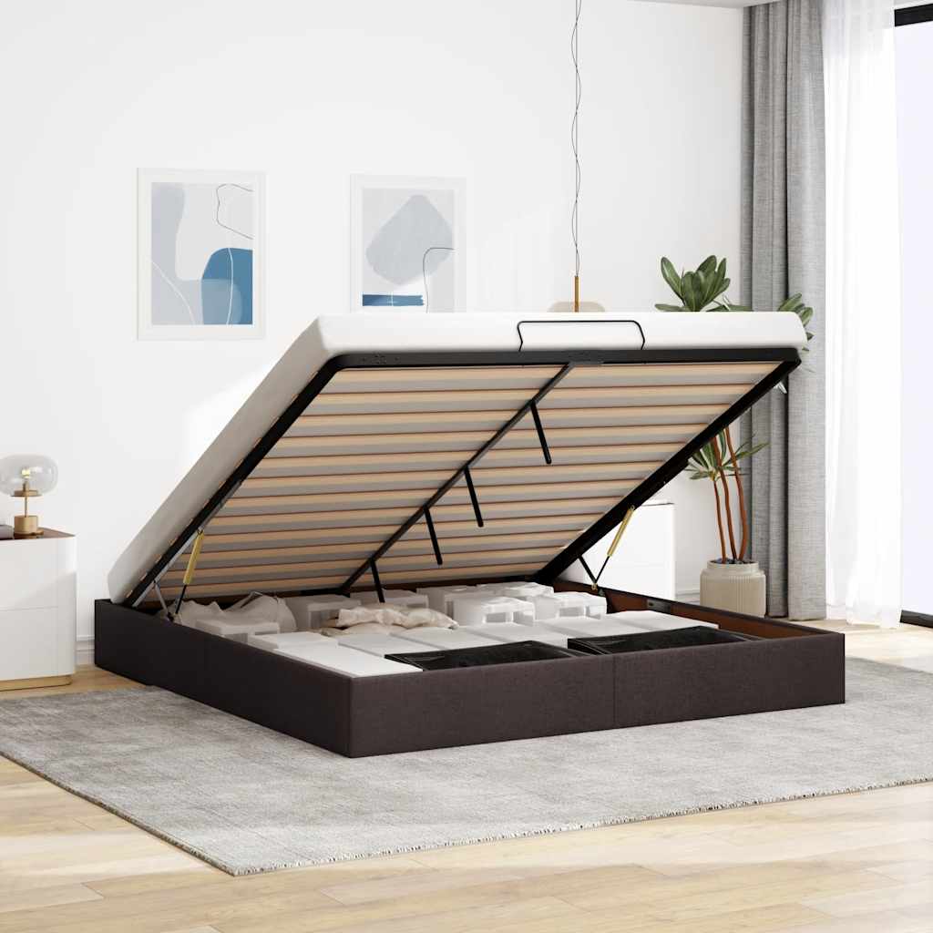 Bedframe zonder matras 160x200 cm stof donkerbruin – afbeelding 1
