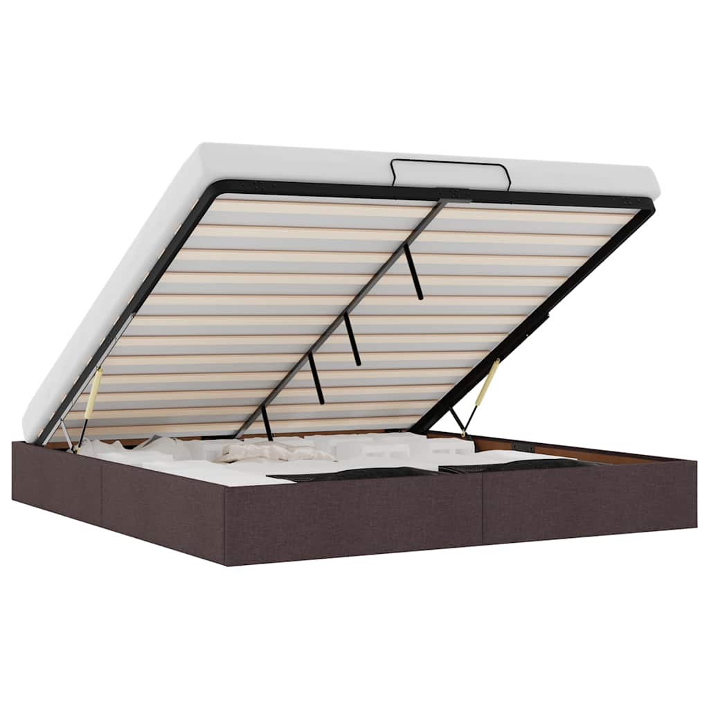 Bedframe zonder matras 160x200 cm stof donkerbruin – afbeelding 2