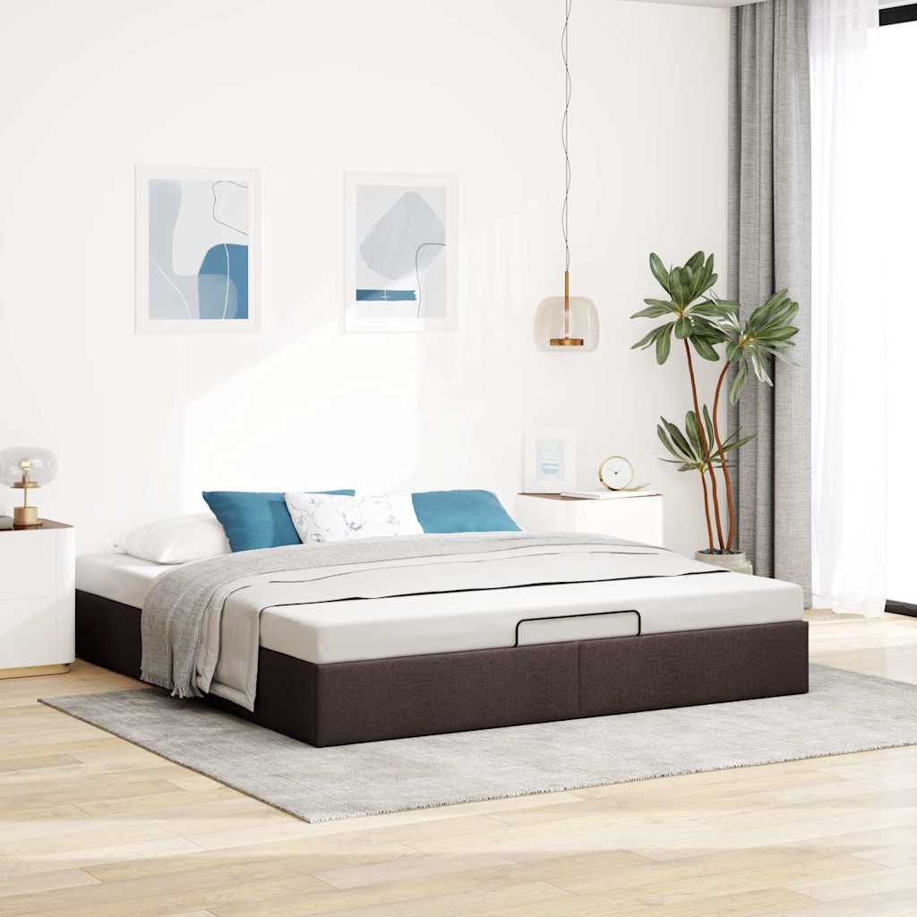 Bedframe zonder matras 160x200 cm stof donkerbruin – afbeelding 3