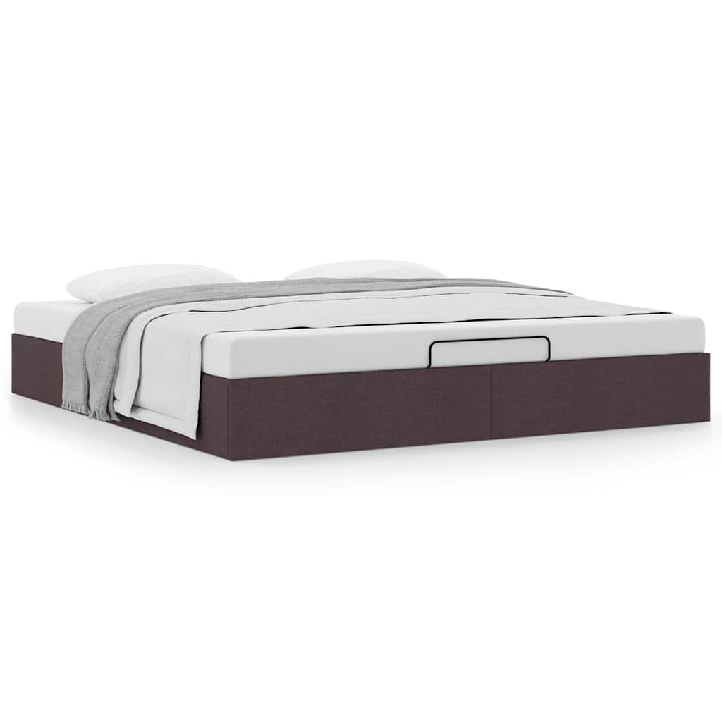 Bedframe zonder matras 160x200 cm stof donkerbruin – afbeelding 4