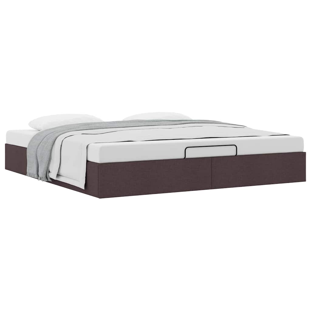 Bedframe zonder matras 160x200 cm stof donkerbruin – afbeelding 5