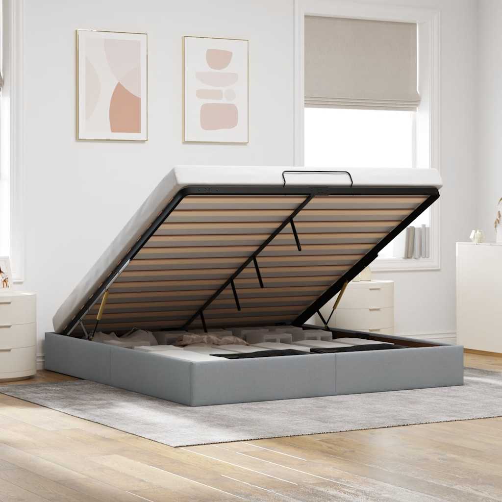 Bedframe zonder matras 200x200 cm stof lichtgrijs – afbeelding 1