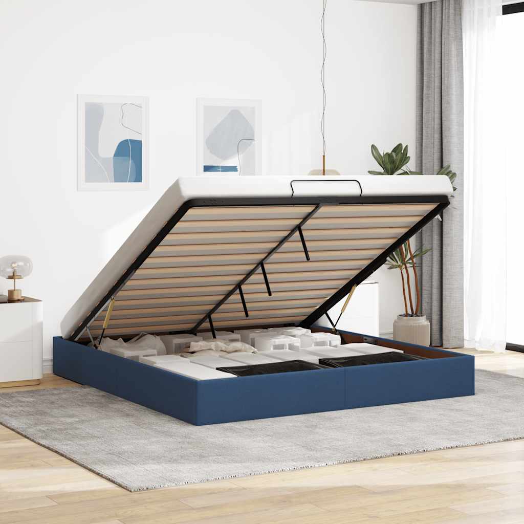 Bedframe zonder matras 200x200 cm stof blauw – afbeelding 1