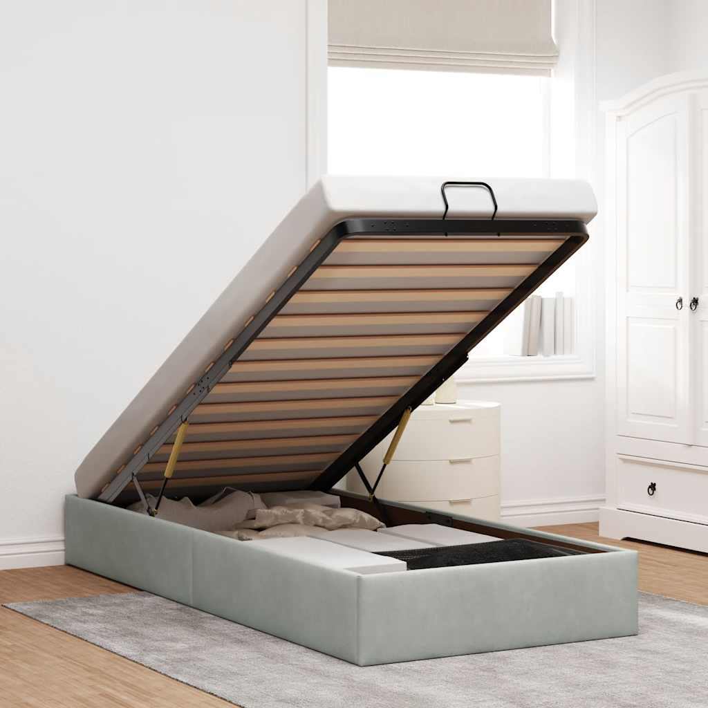 Bedframe zonder matras 80x200 cm fluweel lichtgrijs – afbeelding 1