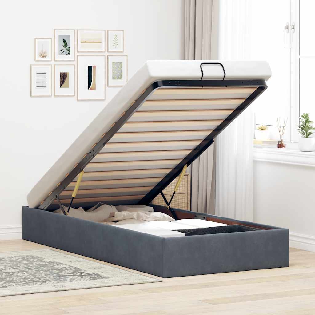 Bedframe zonder matras 90x190 cm fluweel donkergrijs – afbeelding 1