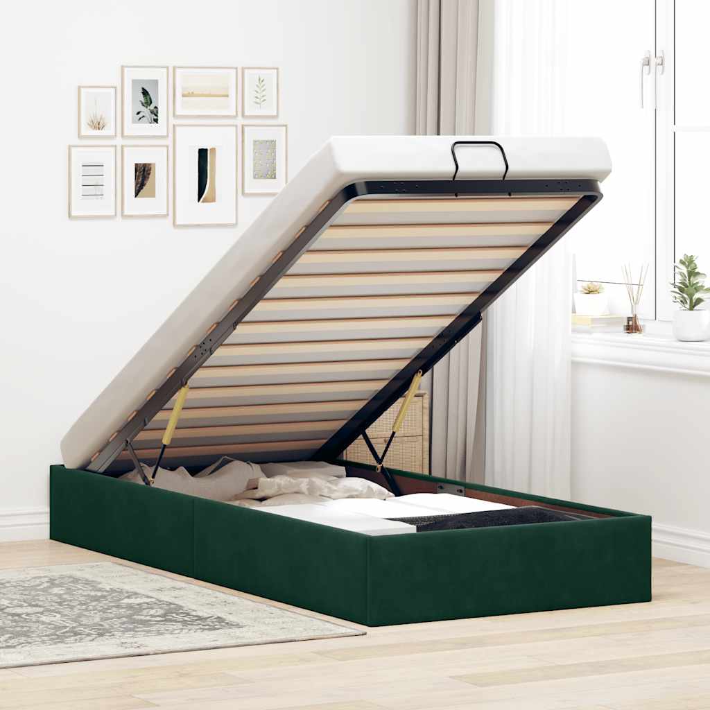 Bedframe zonder matras 90x190 cm fluweel donkergroen – afbeelding 1