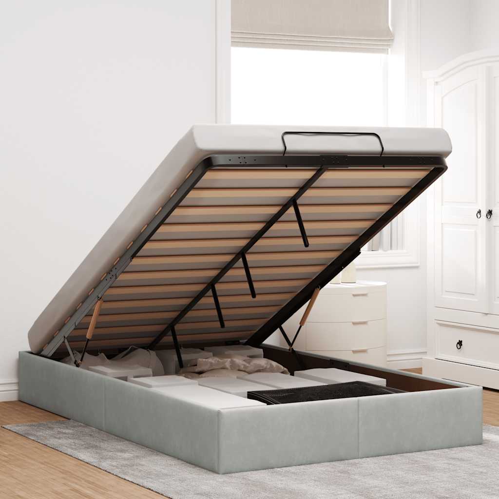 Bedframe zonder matras 120x190 cm fluweel lichtgrijs – afbeelding 1